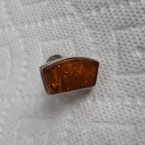 Amber and sterling ring